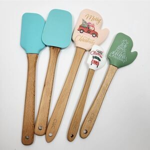Holiday Silicone "Glove" CWC Spatula Set (5) - Turquoise, Green,‎ Peach, White